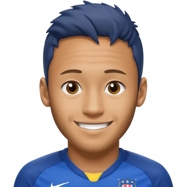 Neymar in blue soccer cloth, smile  emoji