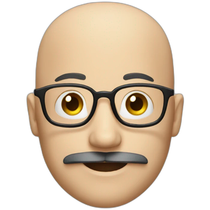 a happy bald man with moustache and long black beard emoji