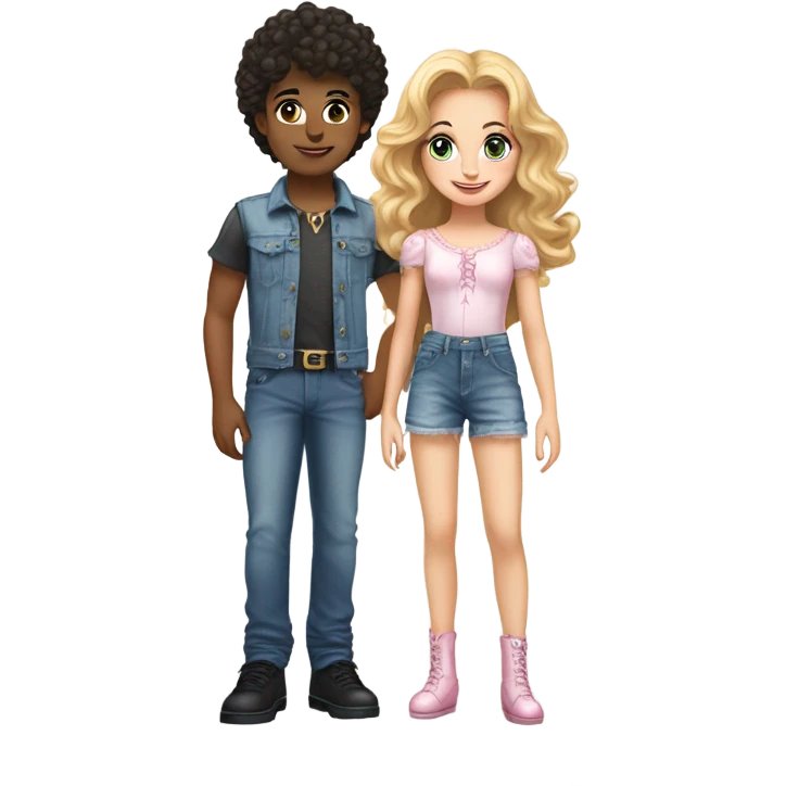 Glinda with a plush lace up and short jeans and a cute boy emoji