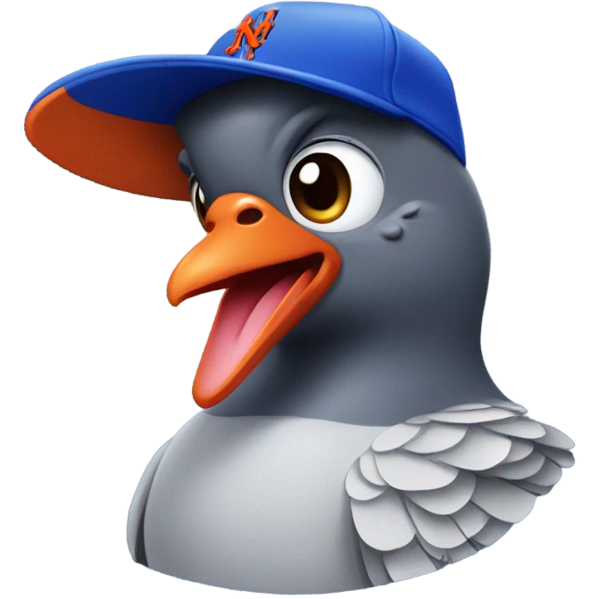Pigeon with a New York Mets hat on its head  emoji
