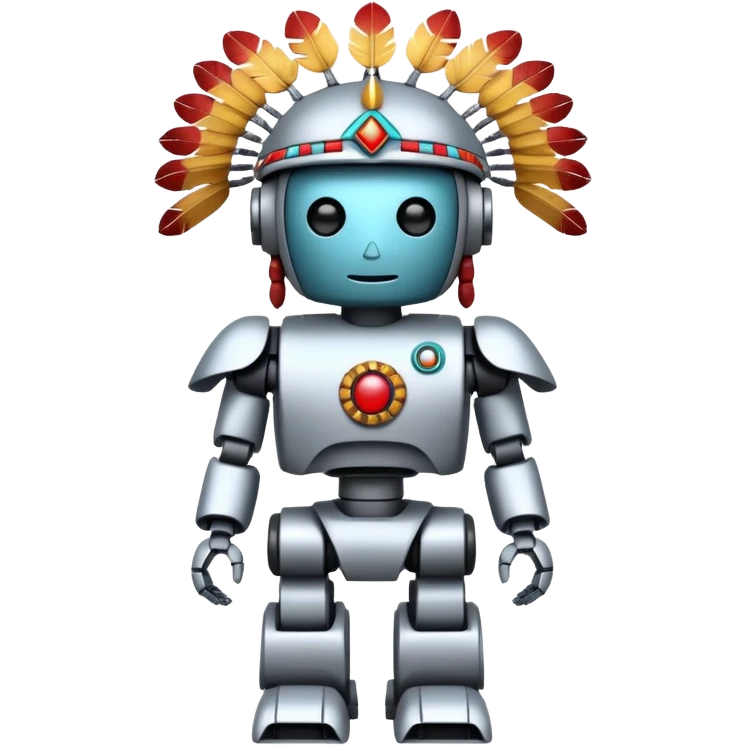 Full Robotic figure wearing native American regalia emoji