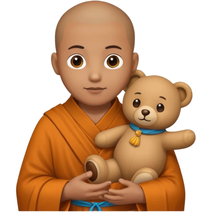 Monk with teddy bear toy  emoji