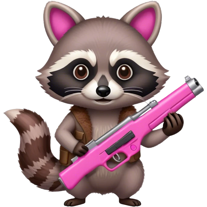 Raccoon holding a pink gun emoji
