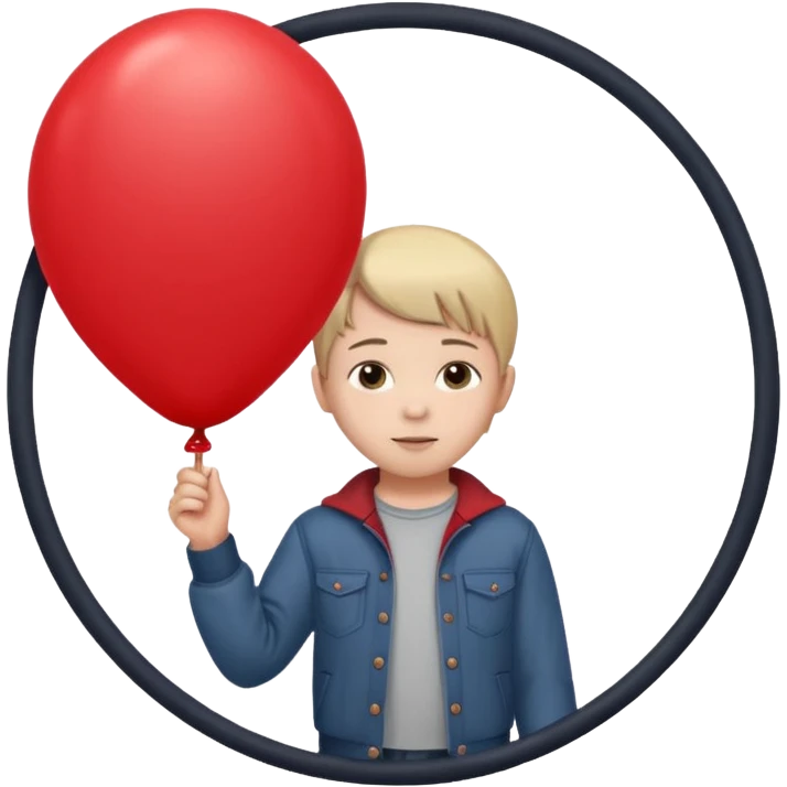 Child + balloon, Park Visitor, with park background, cicrle style frame. emoji