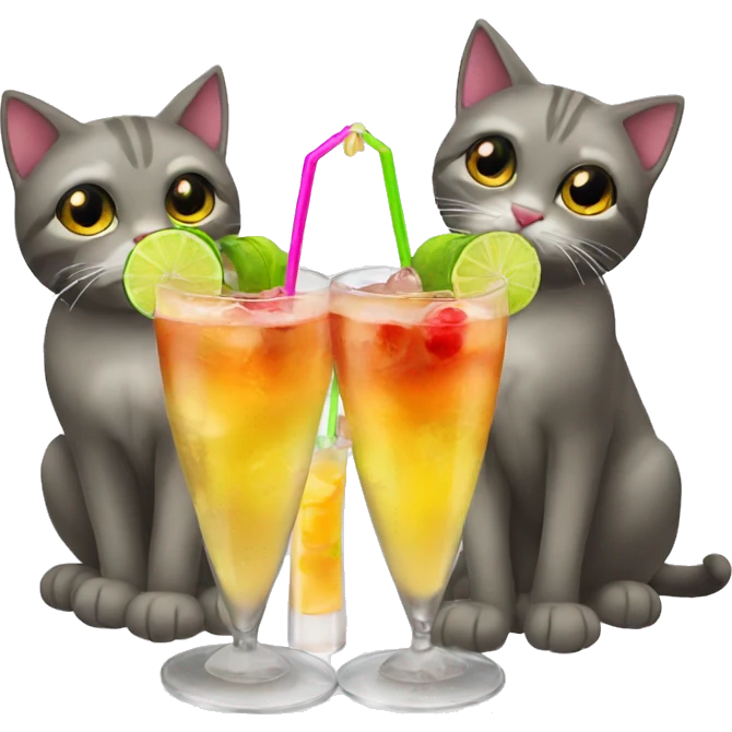 four cats clinking cocktails emoji