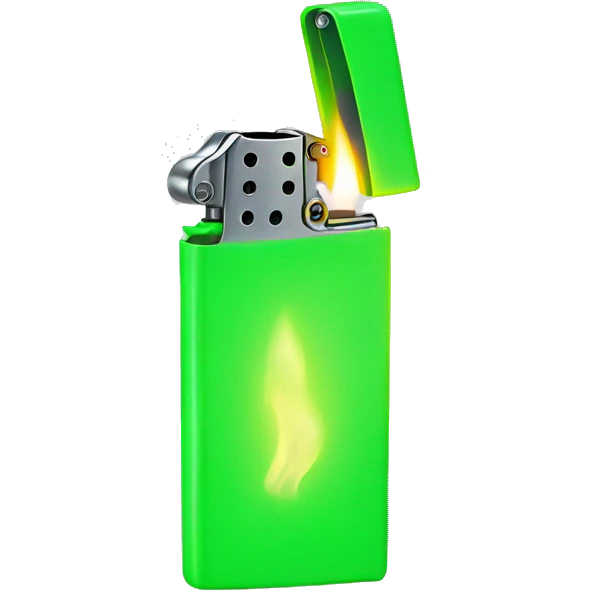 A neon green lighter emoji