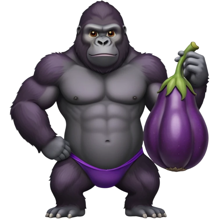 Gorilla holding egg plant emoji