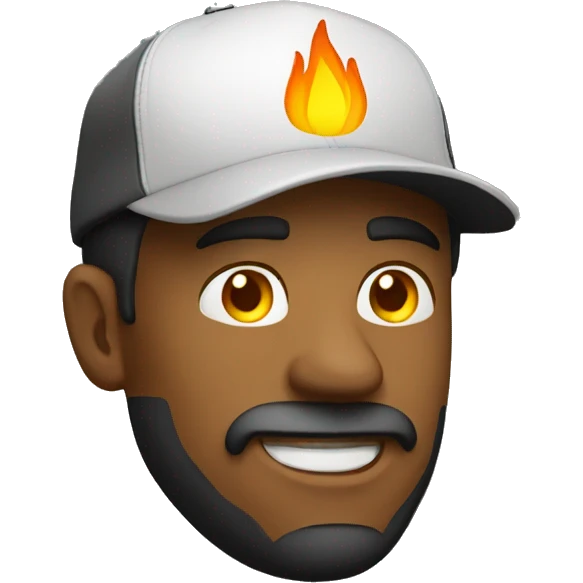 homme en feu  avec casquette emoji