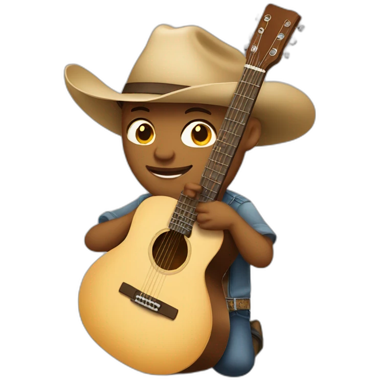 cute country musician jamming on acoustic guitar emoji