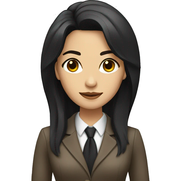 Female defense attorney with long black hair with brown suit emoji
