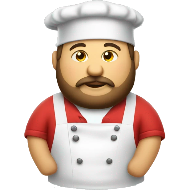 cook in a red polo shirt, with a beard, fat and a chef's hat emoji