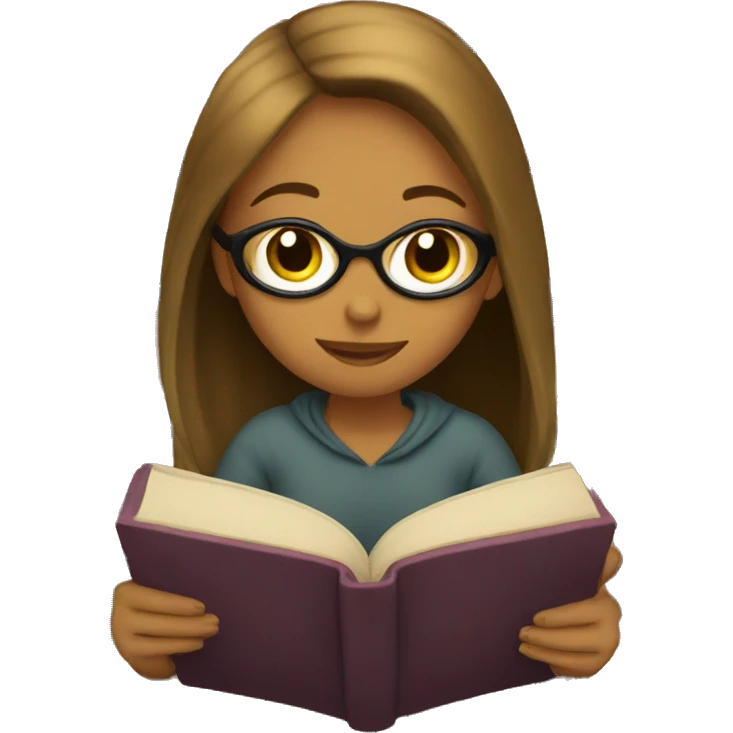 Girls sitting in a library reading a book emoji