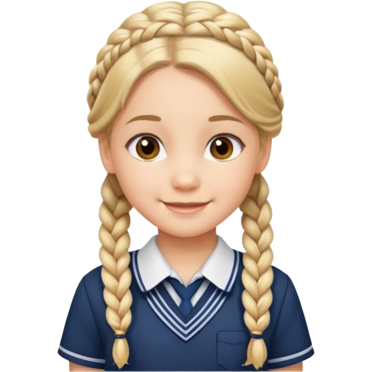 student, braid hair girl kid, school uniform emoji