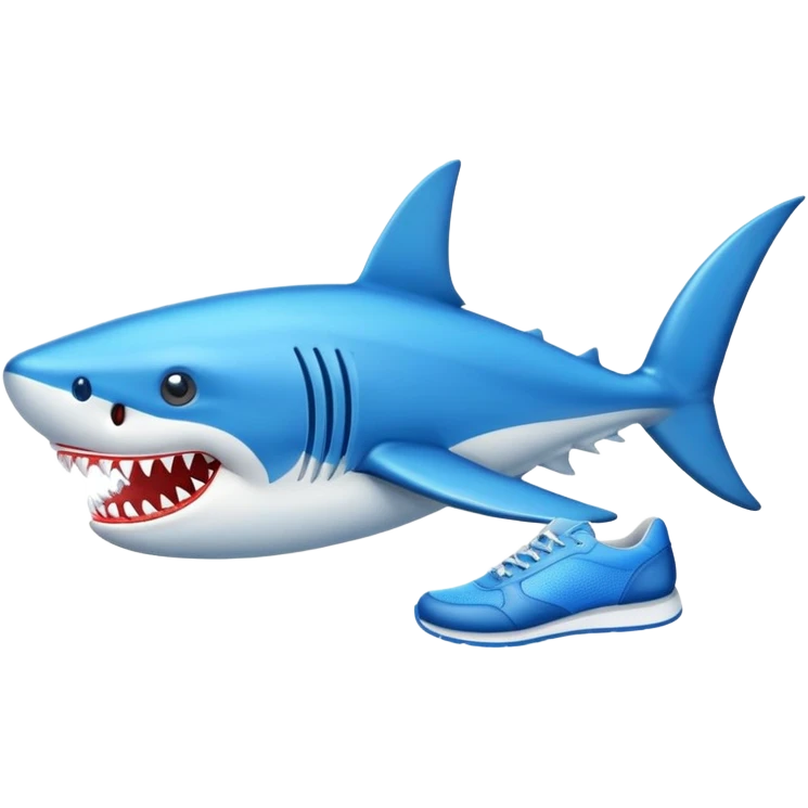 Tiburón con unas zapatillas azules puestas emoji