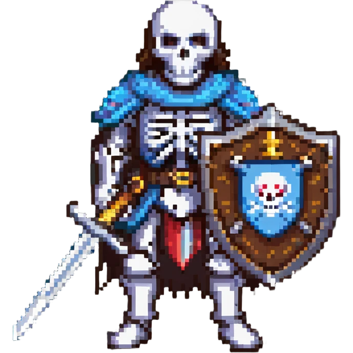 skeleton warrior with a sword and shield emoji
