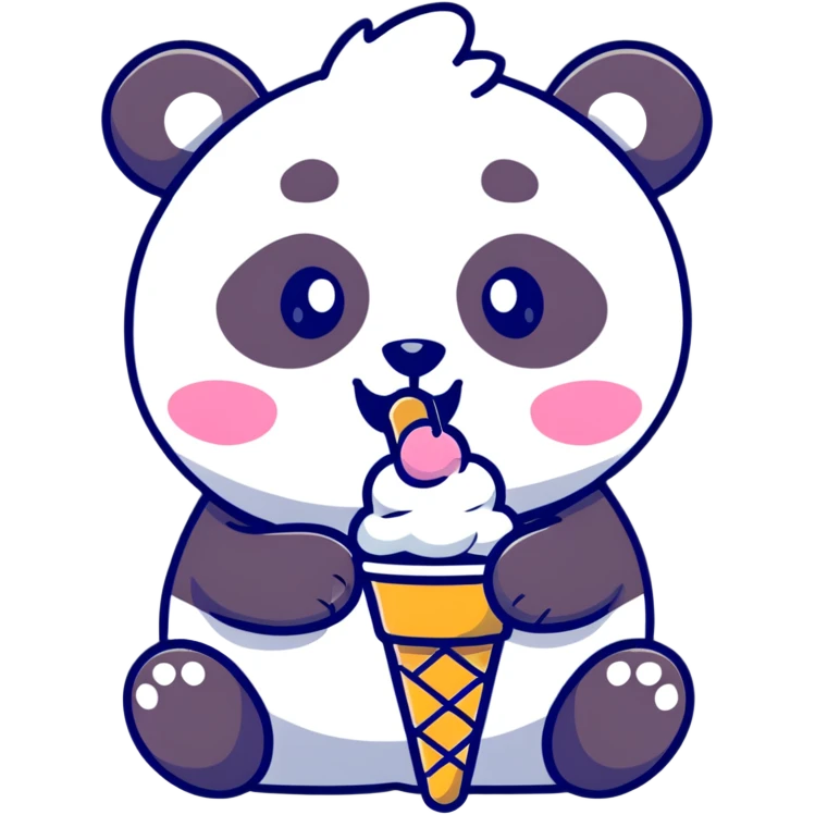 Panda eating ice cream emoji