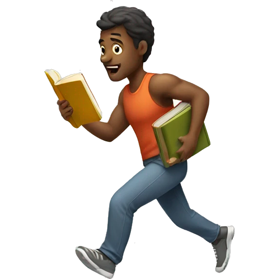 A man reading a book while running  emoji