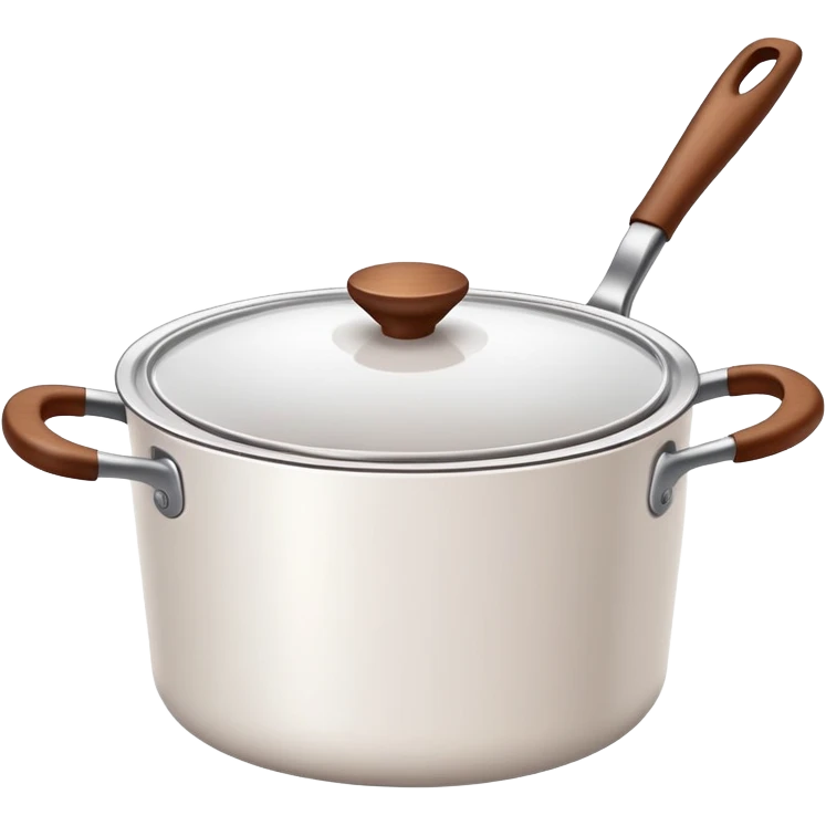 white THE PAN is with brown handles on the sides emoji