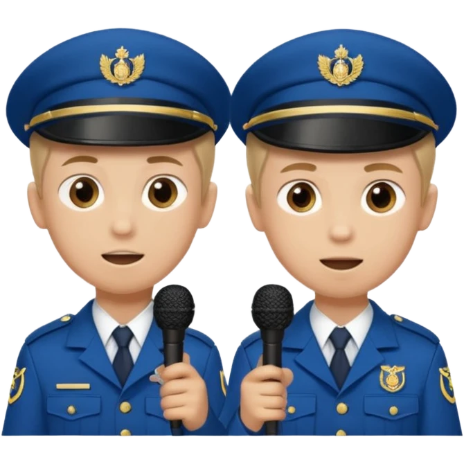 2 boys brigade parade EMCEES speaking into mics emoji
