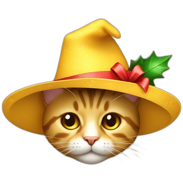 Gato amarillo con sombrero de navidad emoji
