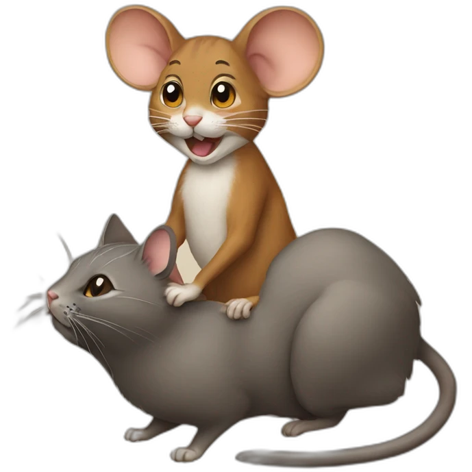 Mouse ridding a cat emoji