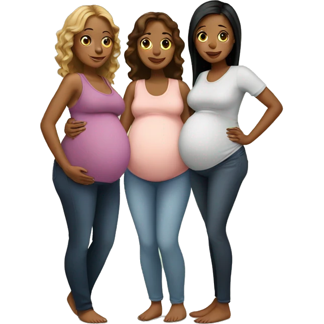 Three pregnant friends emoji