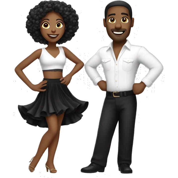 A salsa dancing couple with white and black outfits emoji