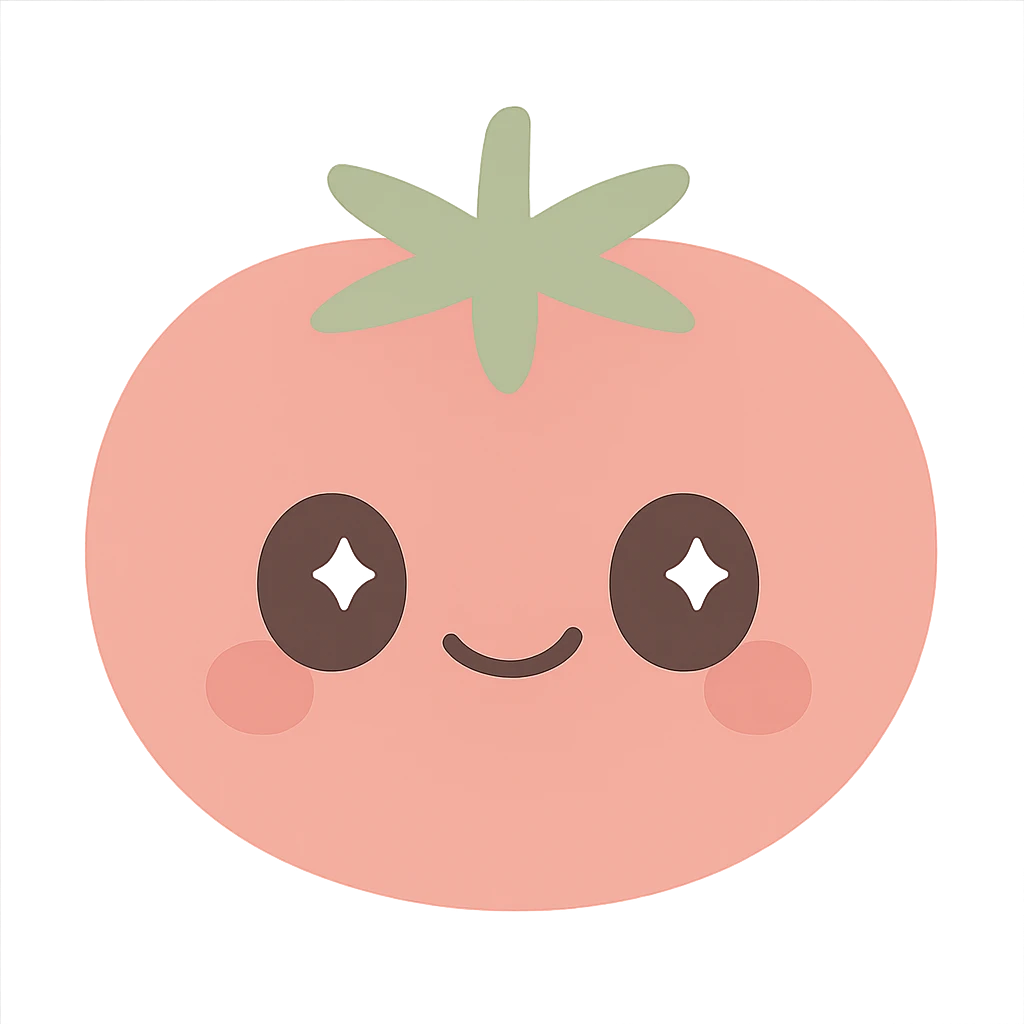 tomato with a face, looking mischievous, artistic style emoji
