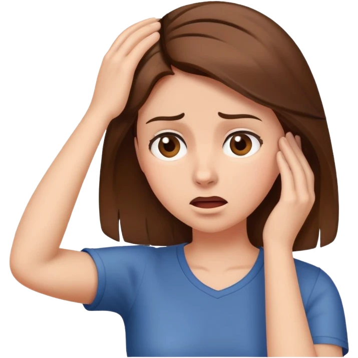 Women with brown hair scratching head confusion emoji
