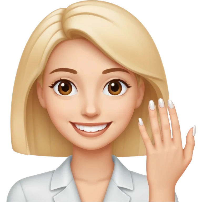 a person showing clean, trimmed nails, smiling, simple and expressive emoji