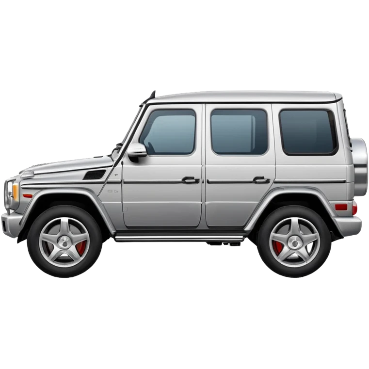 Mercedes G-Class SUV side view silver color, in the style of Apple emoji sport utility vehicle, rounded, cartoonish, glossy, simple details emoji