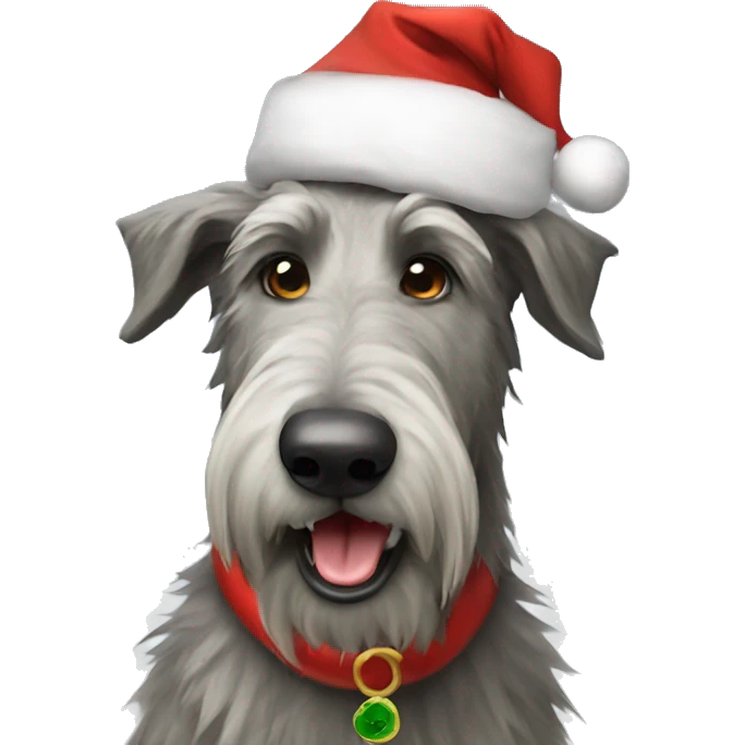  Irish wolfhound dog with santa hat emoji