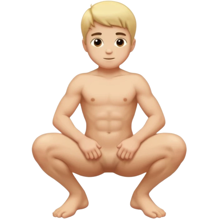 Kid boy    gay naked squatting buff leg up emoji