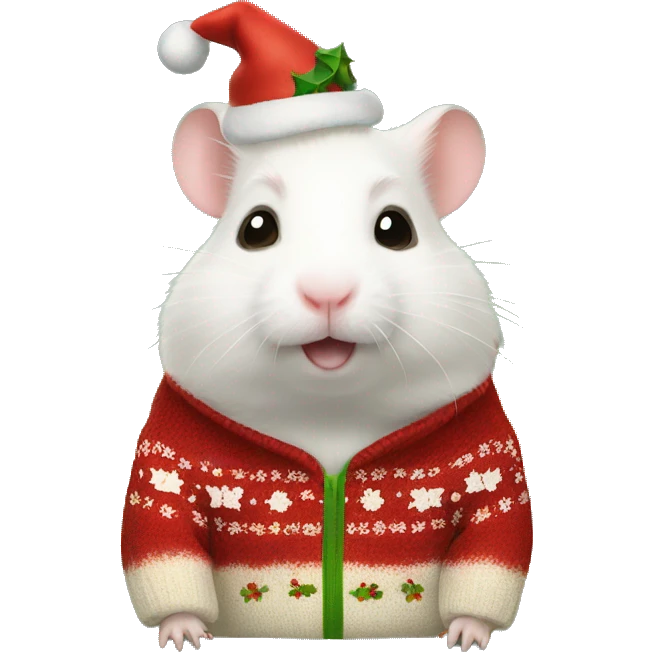 White Hamster wearing christmas Sweater  emoji