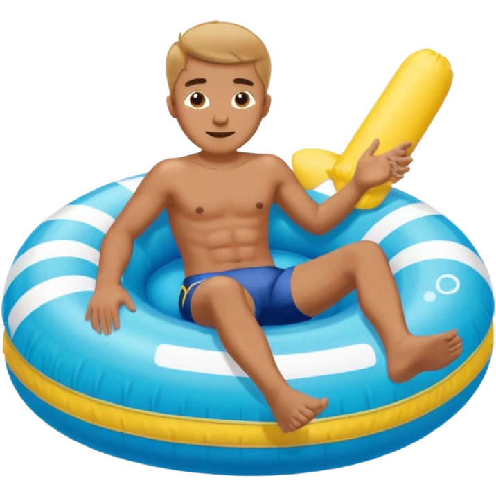 a man floatin on water while sitting on a tube emoji