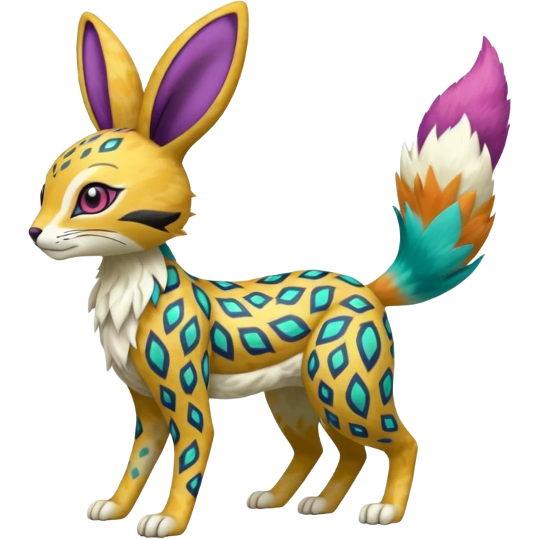 Colorful Meloetta-Bunny-Vernid-Sergal-Serval-Pokémon-Fakémon-fusion-hybrid-creature emoji