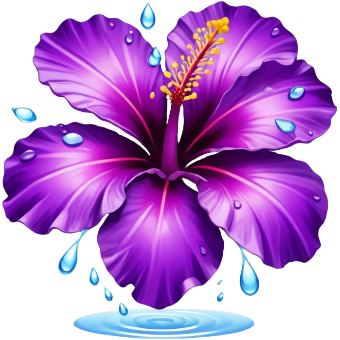 Shiny purple hibiscus water splash  emoji
