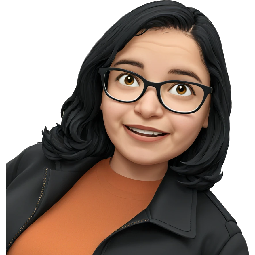 smiling girl in black jacket emoji