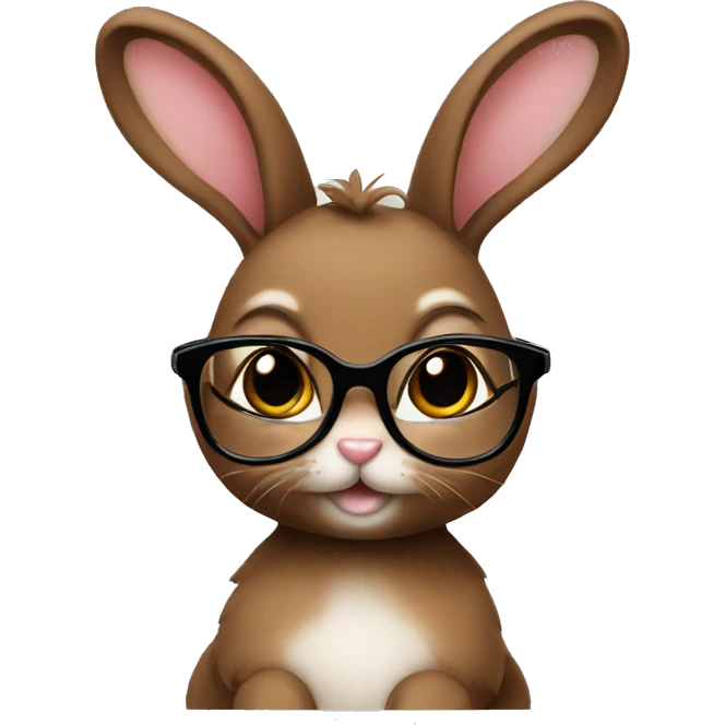 Girly brown bunny with glasses emoji