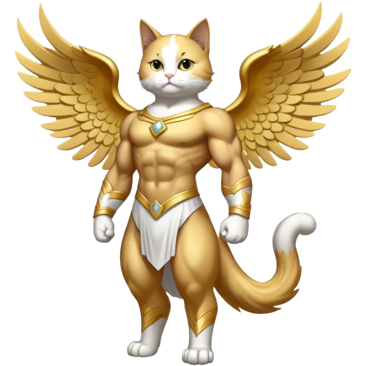 Golden Divine god angel Omni Black and white Super muscular Buff sigma Gigachad cat full body tuxedo colored  emoji