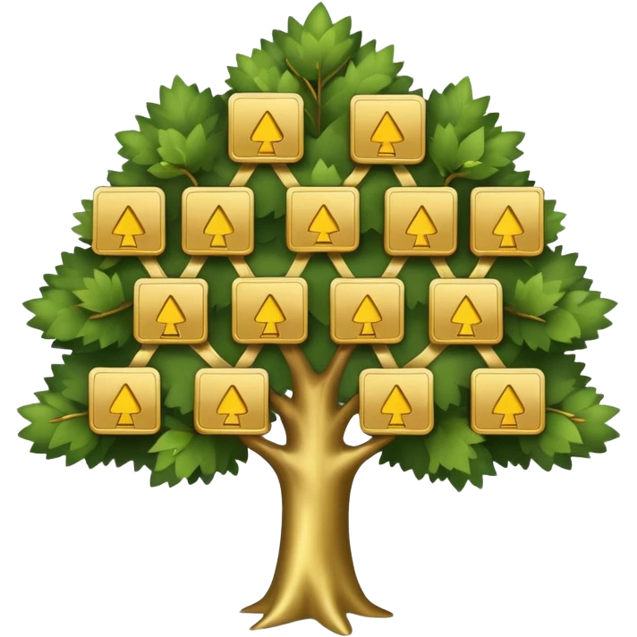 family diagram tree with gold cards emoji