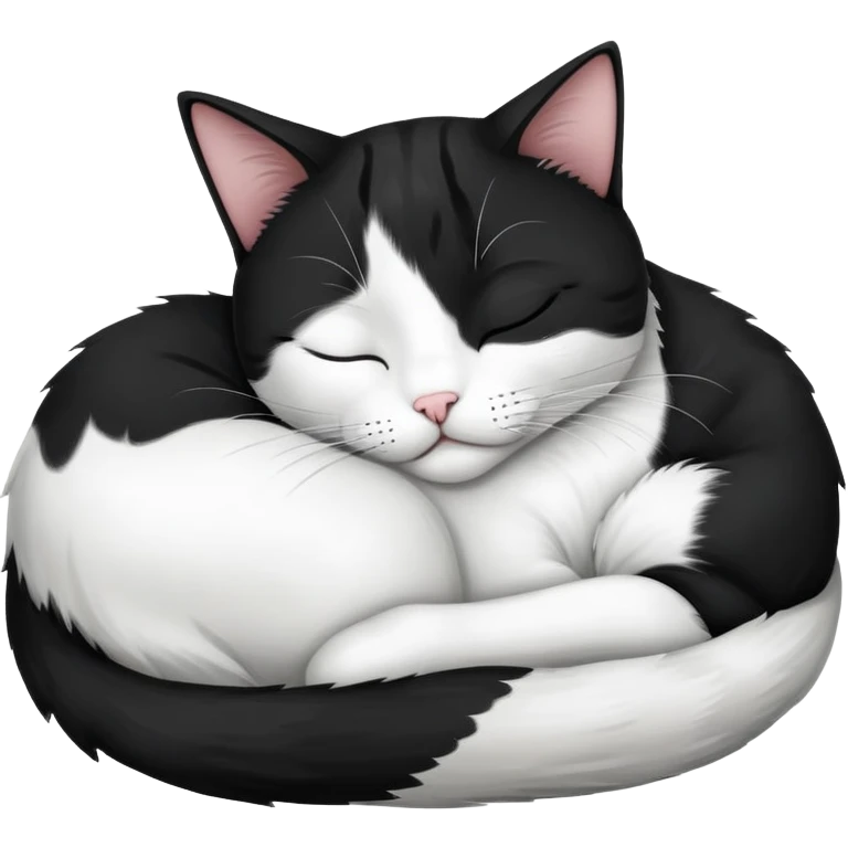 Black and white Devon cat sleeping emoji