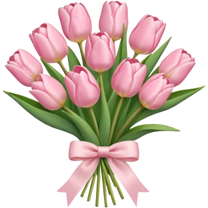 light pink tulip bouquet with light pink bow emoji