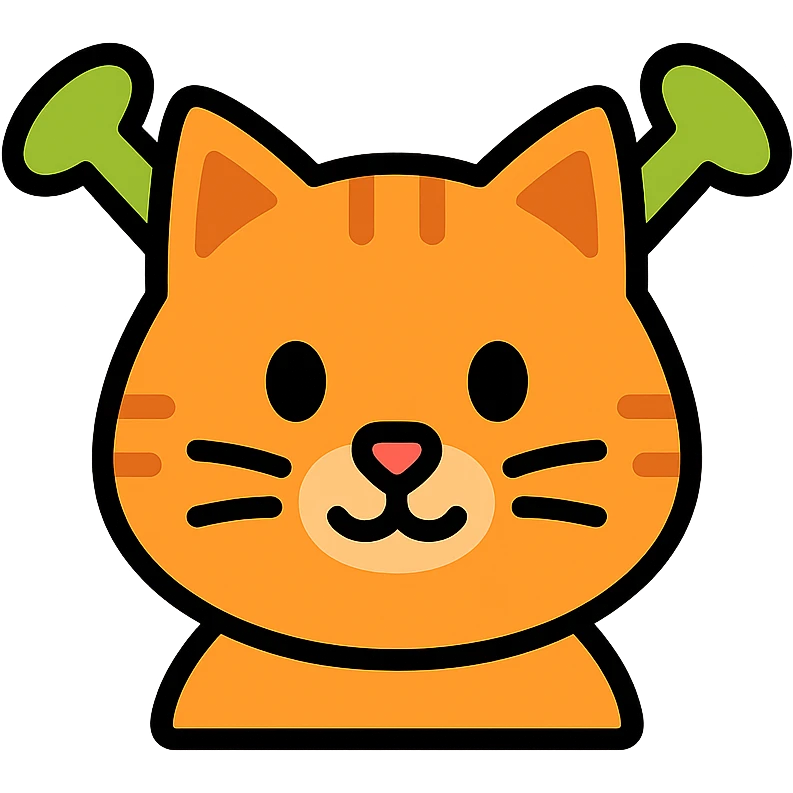 color outline icon of a cat as Shrek with green ogre ears emoji