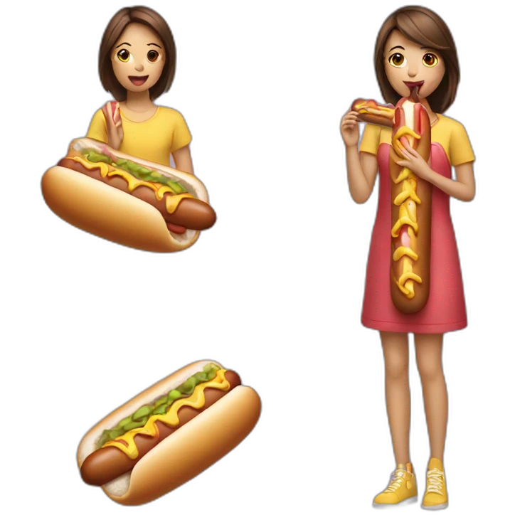girl eating hot dog emoji