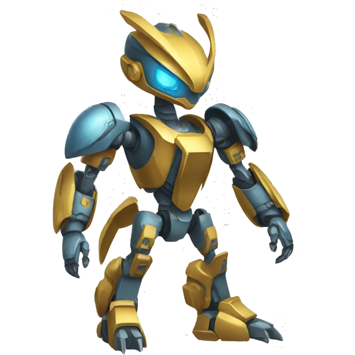 Metallic medabot-raptor full body emoji