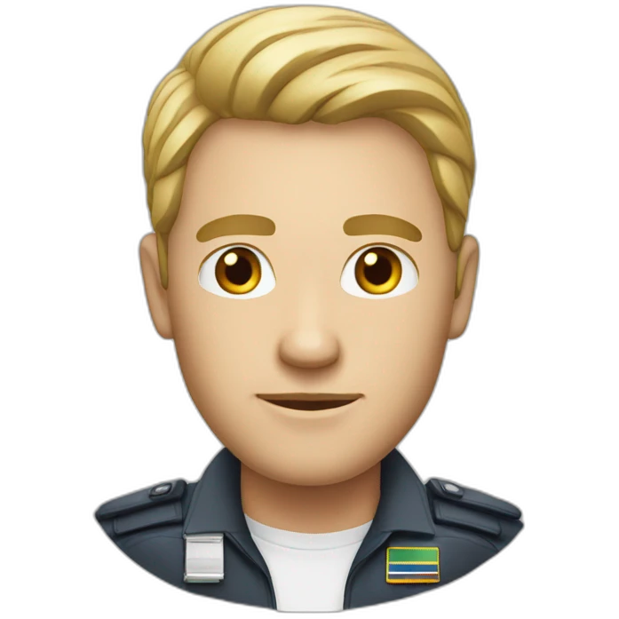 a white man, south africans job title head of security emoji