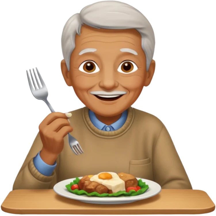 elderly person having dinner emoji