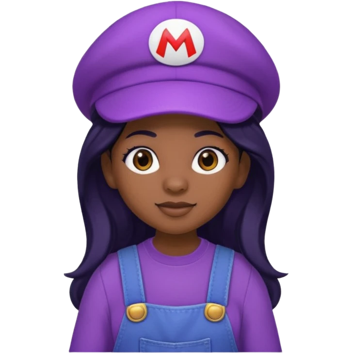 purple mario black girl with black long hair emoji