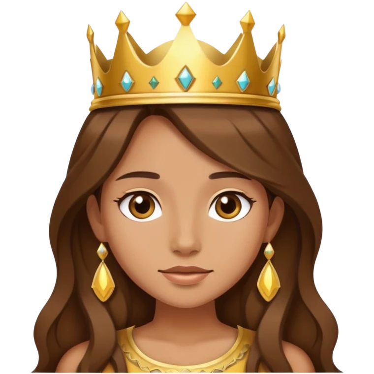 Girl with long brown hair Wearing a crown emoji